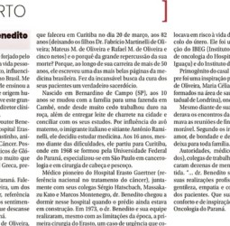 O grande legado do Dr. Benedito V. de Oliveira