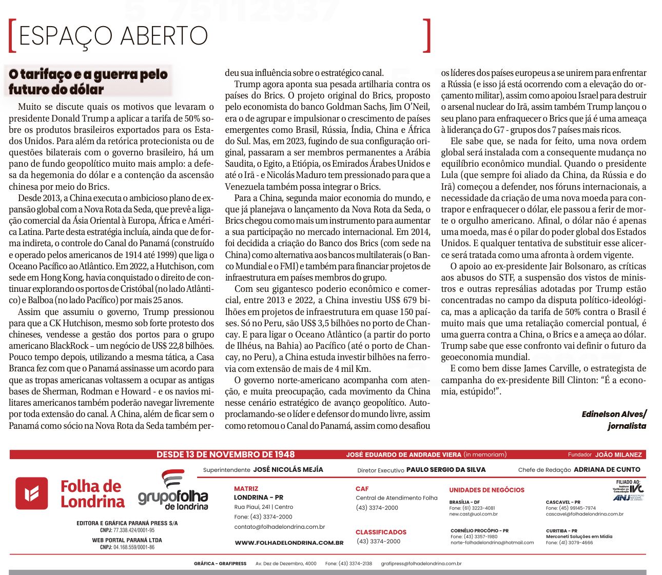 O tarifaço e a guerra pelo futuro do dólar